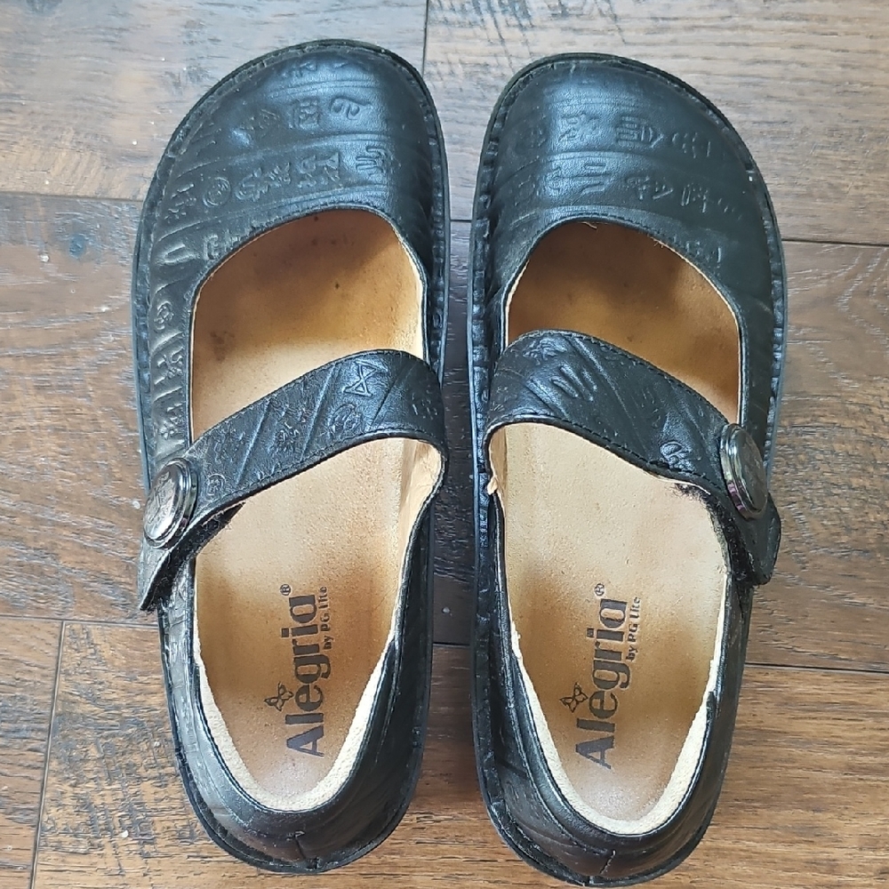 Alegria Black Leather Mary Jane Shoes
